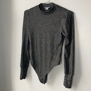 Grey Puff Sleeve Bodysuit in Small